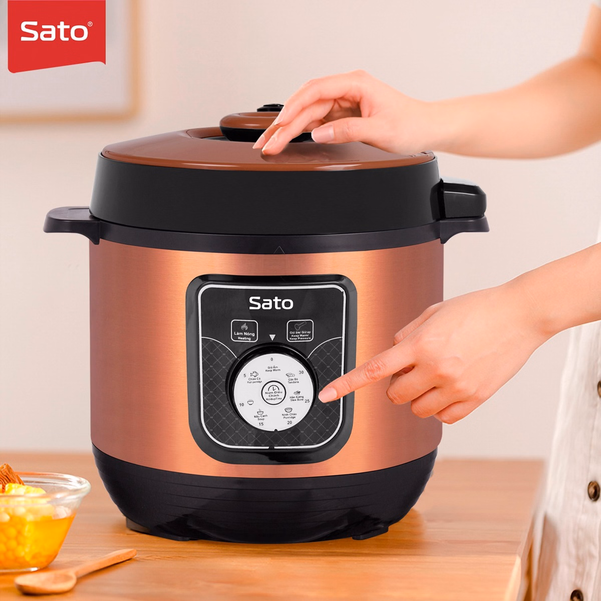 Nồi Áp Suất Đa Năng 6As051 6.0L - Sato - Ảnh 7