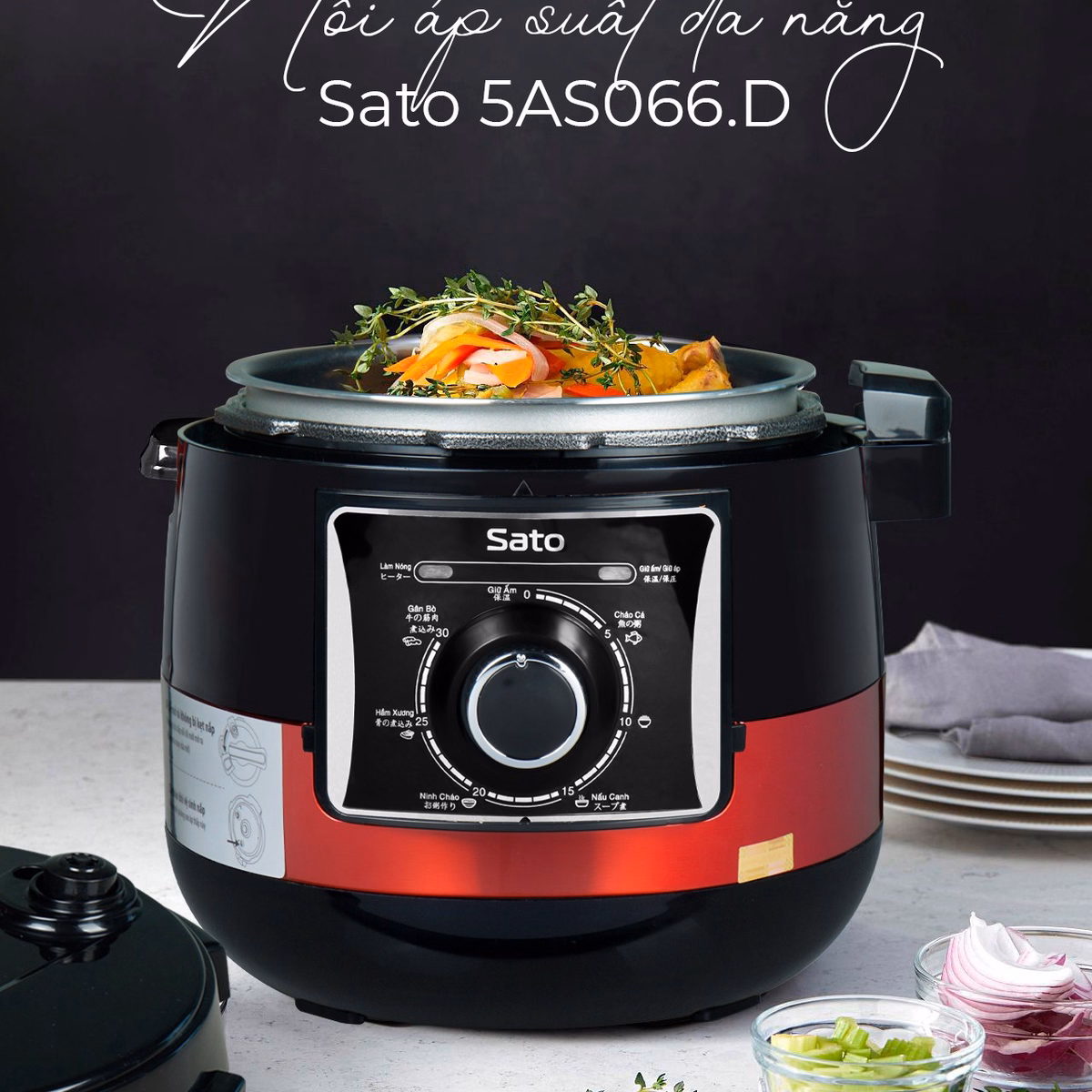 Nồi Áp Suất Đa Năng 5As066 5.0L - Sato - Ảnh 4