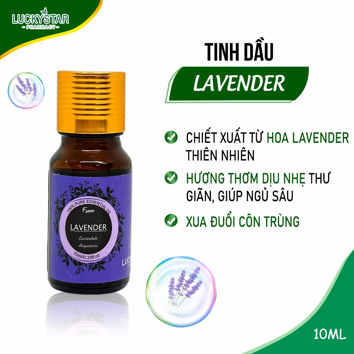 Tinh Dầu Oải Hương Lavender 10Ml (Tặng Túi Treo) - Lucky Star