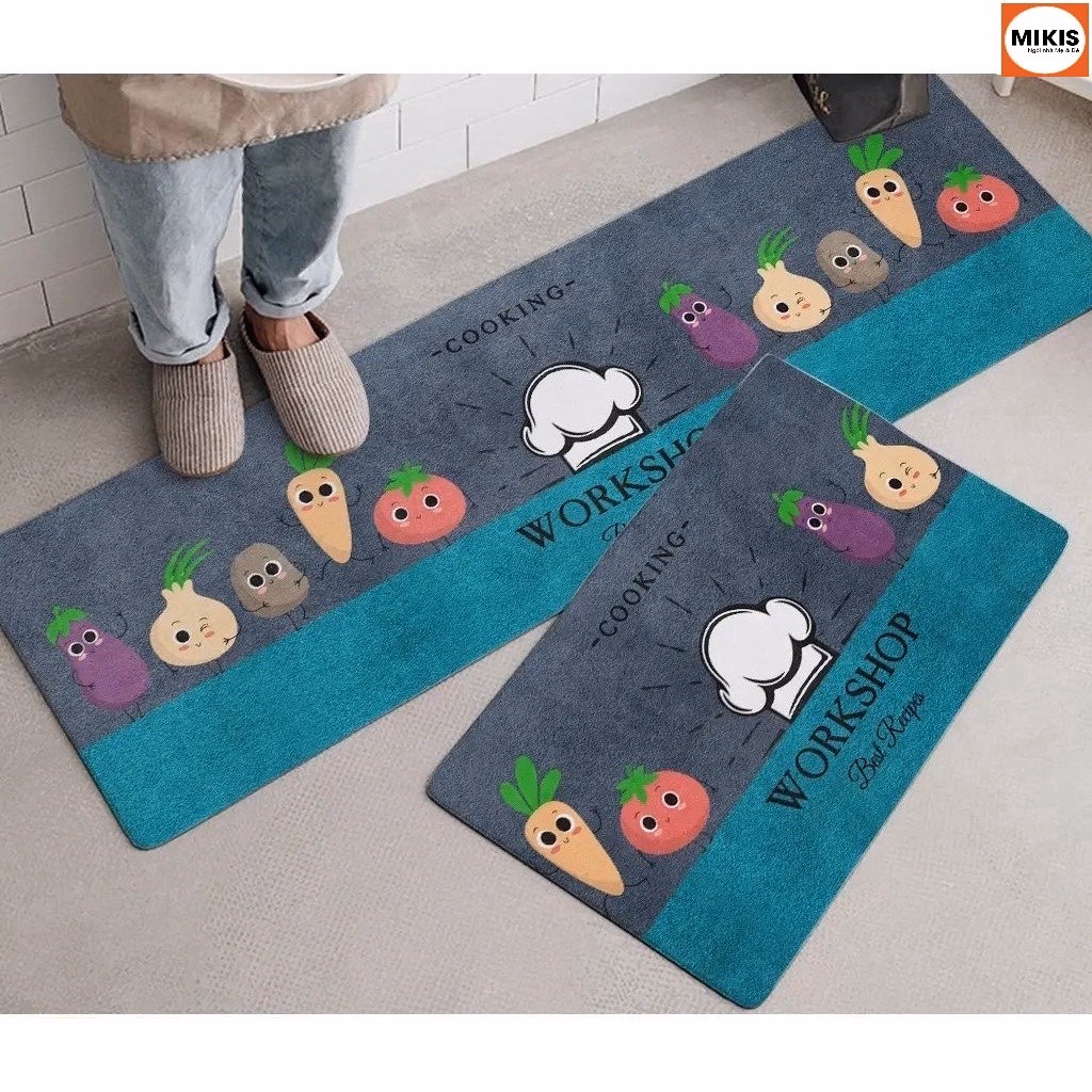 Set 2 Thảm Bếp, Thảm Lau Chân, Trải Sàn 3D Siêu Thấm Hút Nước - Sương Mai - Ảnh 8