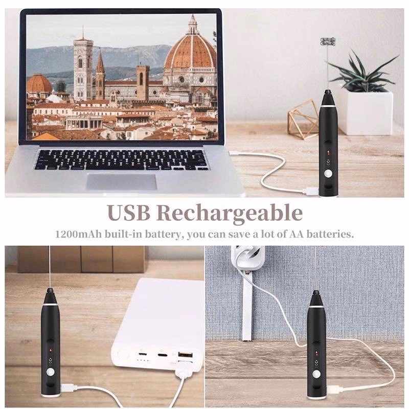 Máy Đánh Trứng, Cafe 2 Đầu Sạc Usb - Su - Ảnh 3