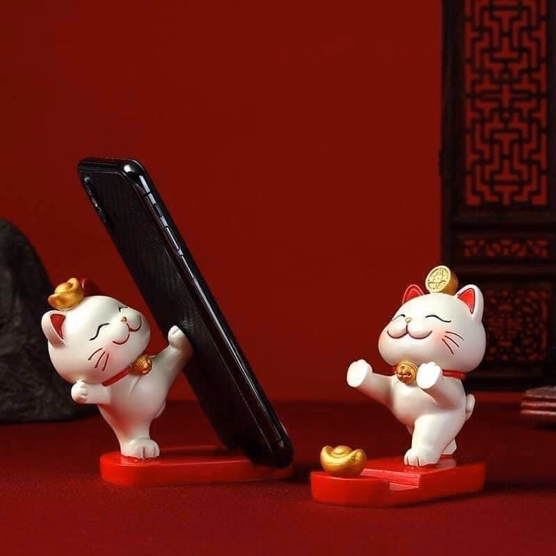 Giá Đỡ Điện Thoại Hình Mèo Thần Tài Dễ Thương - Su - Ảnh 3