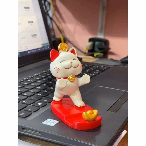 Giá Đỡ Điện Thoại Hình Mèo Thần Tài Dễ Thương - Su - Ảnh 5