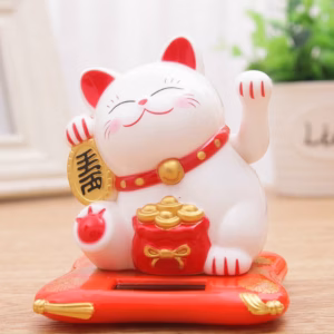 Mèo Thần Tài Vẫy Tay Năng Lượng Mặt Trời - Silver