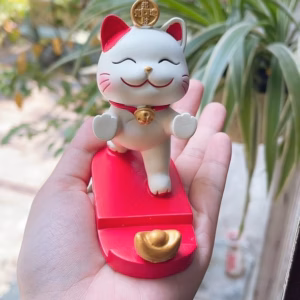 Giá Đỡ Điện Thoại Hình Mèo Thần Tài Dễ Thương - Su
