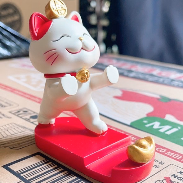 Giá Đỡ Điện Thoại Hình Mèo Thần Tài Dễ Thương - Su - Ảnh 2