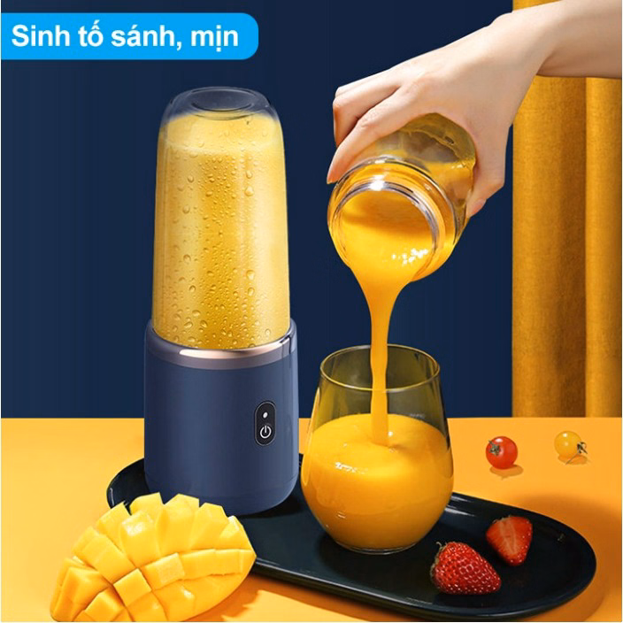 Máy Xay Sinh Tố Mini Cầm Tay 2 Cốc Gọn Nhẹ Và Tiện Lợi Ctb112 - Bechip - Ảnh 6