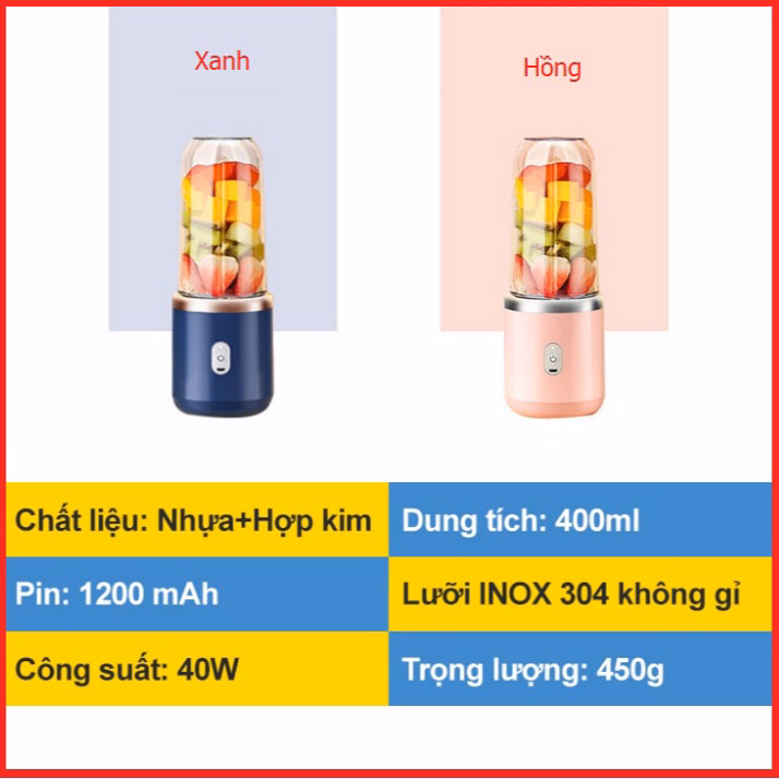 Máy Xay Sinh Tố Mini Cầm Tay 2 Cốc Gọn Nhẹ Và Tiện Lợi Ctb112 - Bechip - Ảnh 12