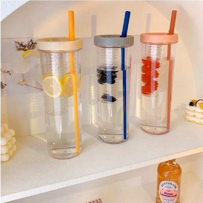 Bình Nước Detox Trong Suốt 700Ml Có Ngăn Chứa Hoa Quả Và Ống Hút Tiện Lợi Ctb114 - Bechip - Ảnh 8
