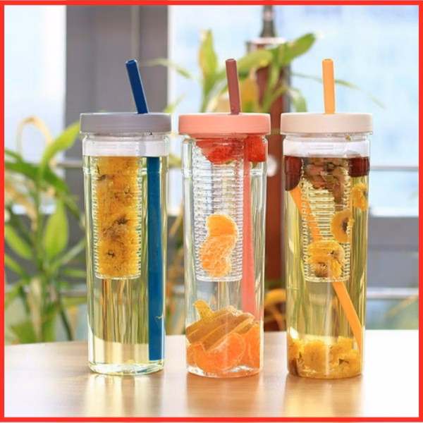 Bình Nước Detox Trong Suốt 700Ml Có Ngăn Chứa Hoa Quả Và Ống Hút Tiện Lợi Ctb114 - Bechip - Ảnh 2