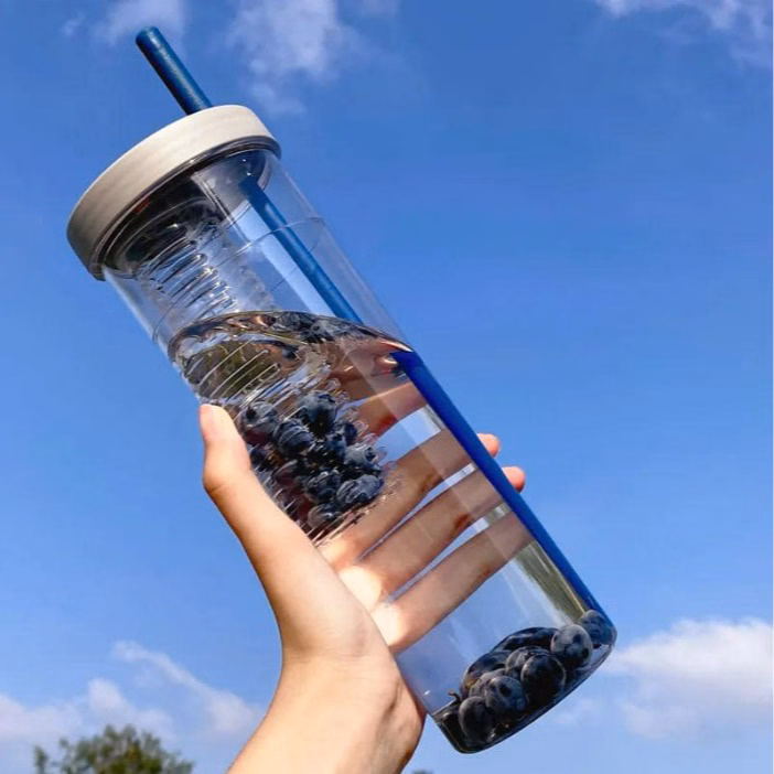 Bình Nước Detox Trong Suốt 700Ml Có Ngăn Chứa Hoa Quả Và Ống Hút Tiện Lợi Ctb114 - Bechip - Ảnh 10
