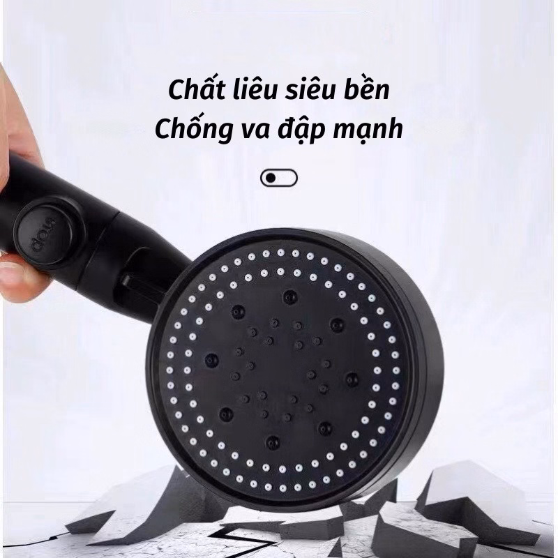 Bộ Vòi Hoa Sen Đầu Vòi Tăng Áp 5 Chế Độ Tiết Kiệm Nước Màu Đen Sang Trọng(Dây + Vòi Sen) - Ảnh 5