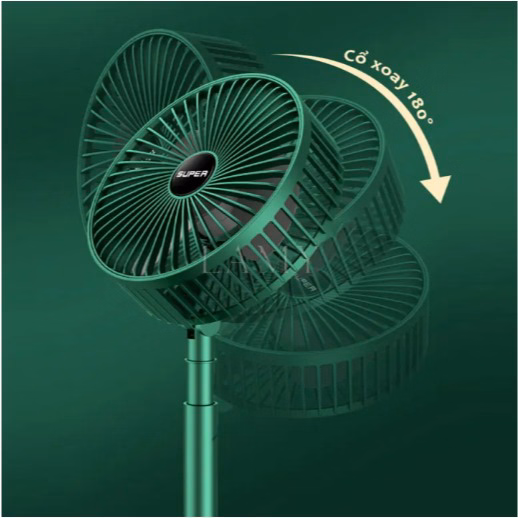 Quạt Tích Điện Để Bàn Gấp Gọn Tiện Dụng 3 Cấp Độ Gió Siêu Bền Super Ctb116 - Bechip - Ảnh 4
