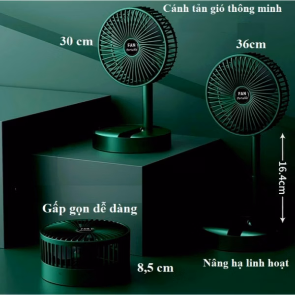 Quạt Tích Điện Để Bàn Gấp Gọn Tiện Dụng 3 Cấp Độ Gió Siêu Bền Super Ctb116 - Bechip - Ảnh 11