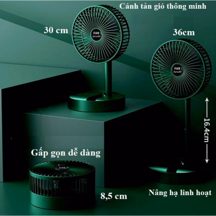 Quạt Tích Điện Để Bàn Gấp Gọn Tiện Dụng 3 Cấp Độ Gió Siêu Bền Super Ctb116 - Bechip - Ảnh 11