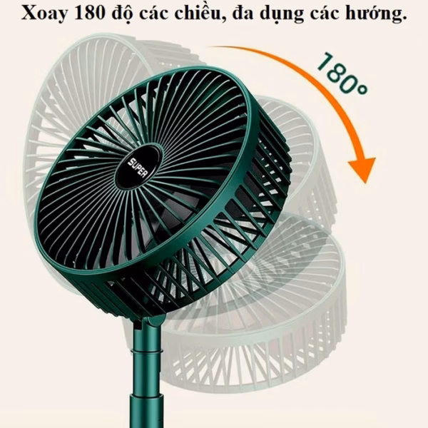Quạt Tích Điện Để Bàn Gấp Gọn Tiện Dụng 3 Cấp Độ Gió Siêu Bền Super Ctb116 - Bechip - Ảnh 17