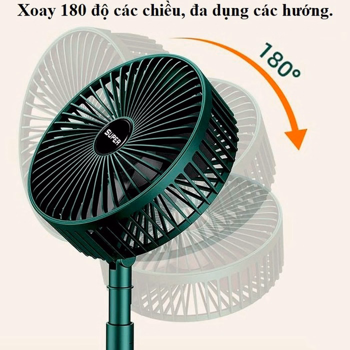 Quạt Tích Điện Để Bàn Gấp Gọn Tiện Dụng 3 Cấp Độ Gió Siêu Bền Super Ctb116 - Bechip - Ảnh 17