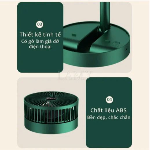 Quạt Tích Điện Để Bàn Gấp Gọn Tiện Dụng 3 Cấp Độ Gió Siêu Bền Super Ctb116 - Bechip - Ảnh 13