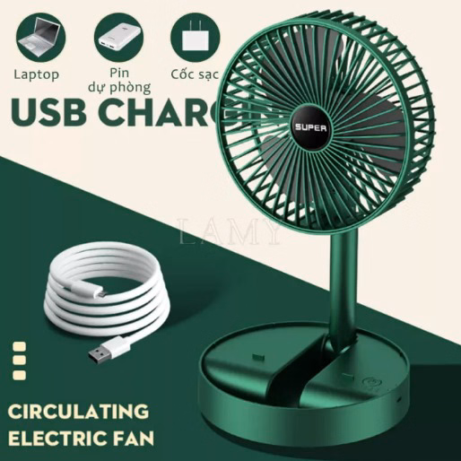 Quạt Tích Điện Để Bàn Gấp Gọn Tiện Dụng 3 Cấp Độ Gió Siêu Bền Super Ctb116 - Bechip - Ảnh 14