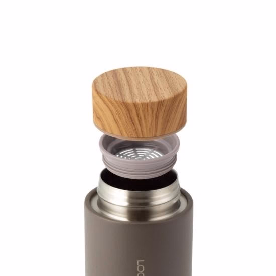 Bình Giữ Nhiệt Flat Nắp Gỗ 400Ml Màu Nâu Lhc4227Gry - Lock&Lock - Ảnh 2