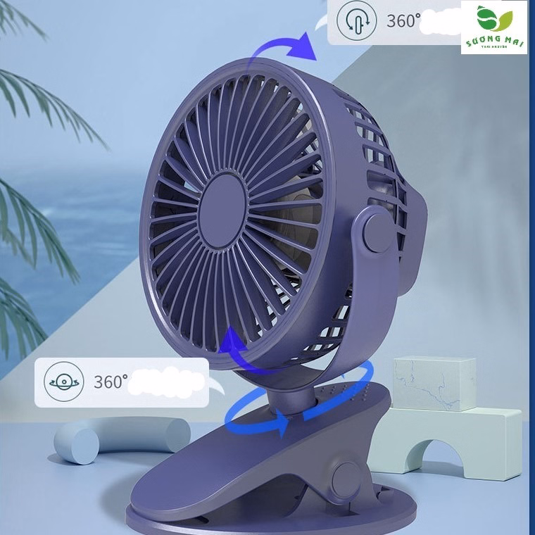 Quạt Kẹp Bàn, Đặt Trên Bàn - Tích Điện Xoay 720 Độ - Sương Mai - Ảnh 10