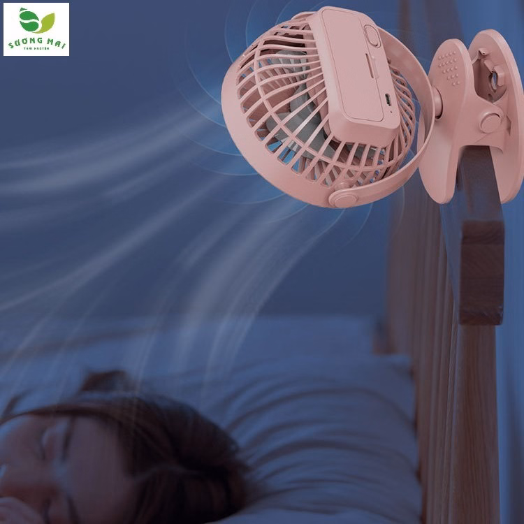 Quạt Kẹp Bàn, Đặt Trên Bàn - Tích Điện Xoay 720 Độ - Sương Mai - Ảnh 8