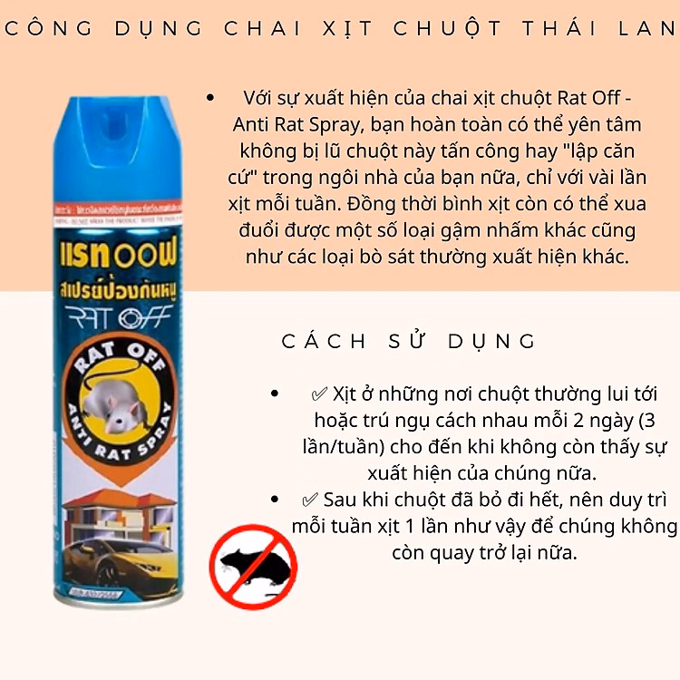 Chai Xịt Đuổi Chuột Thái Lan Rat Off Ctb124 – Bechip - Ảnh 9