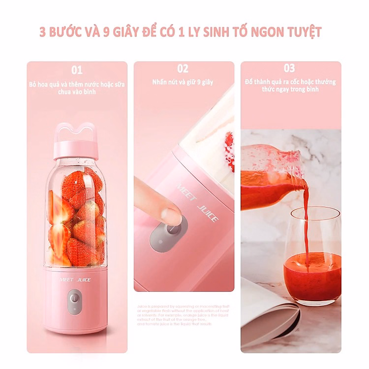 Máy Xay Sinh Tố Cầm Tay Meet Juice 500Ml Cao Cấp Ctb121 - Ảnh 7