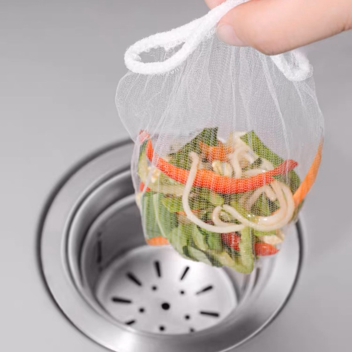 Set 100 Túi Lưới Lọc Rác Bồn Rửa - Su - Ảnh 5