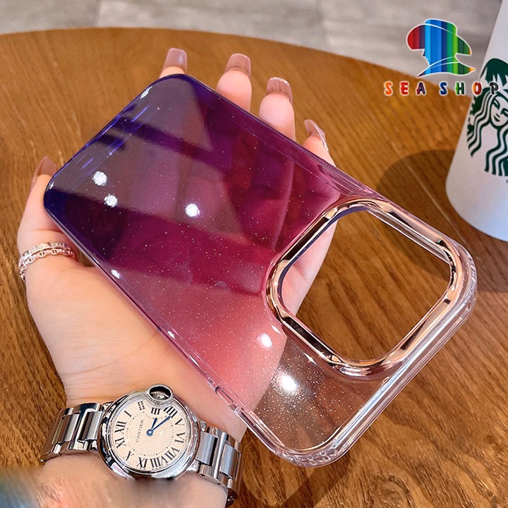 Ốp Lưng Iphone 13 Pro Max Sang Chảnh, Kim Tuyến Lấp Lánh Viền Dẻo Lưng Bằng Nhựa Cứng - Seashop - Ảnh 2