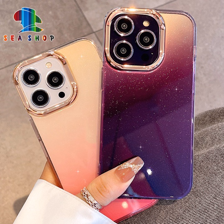 Ốp Lưng Iphone 12 Pro Max Sang Chảnh,Kim Tuyến Lấp Lánh-Viền Dẻo-Lưng Bằng Nhựa Cứng - Seashop