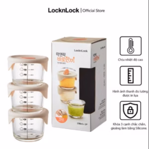 Hộp Đựng Thức Ăn Cho Bé Có Vạch Chia 230Ml X 3 Hộp Llg508S3 - Lock&Lock