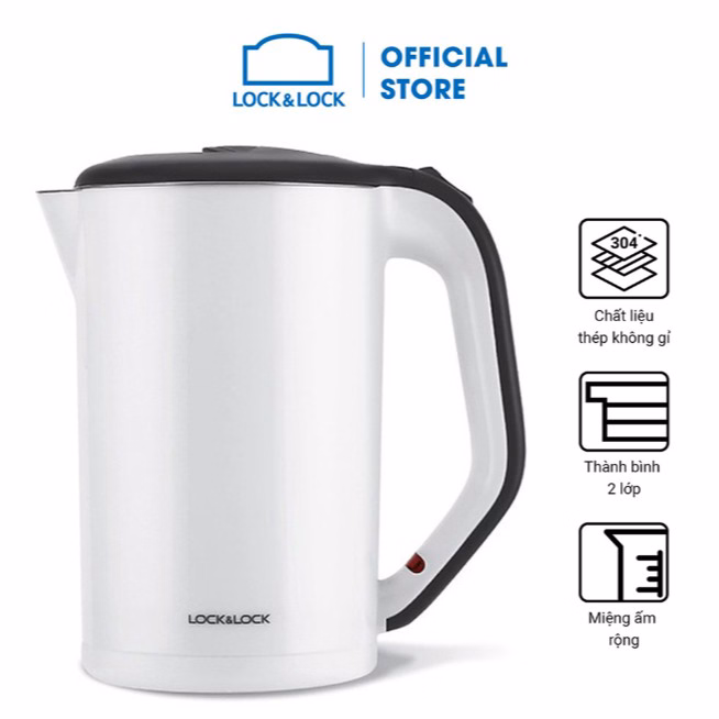 Bình Đun Siêu Tốc 2 Lớp Ejk738Wht (1.7L) Trắng - Lock&Lock