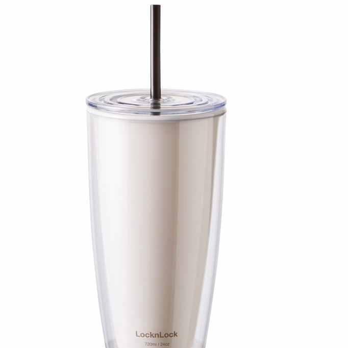 Ly Nhựa Có Ống Hút 750Ml Hap507Ivy Trắng Ngà - Lock&Lock