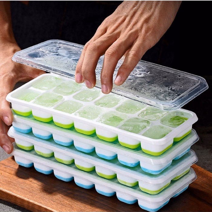 Combo 2 Khay Làm Đá Silicone, Chống Dính 14 Ô Có Nắp Đậy Ctb127 - Bechip - Ảnh 7