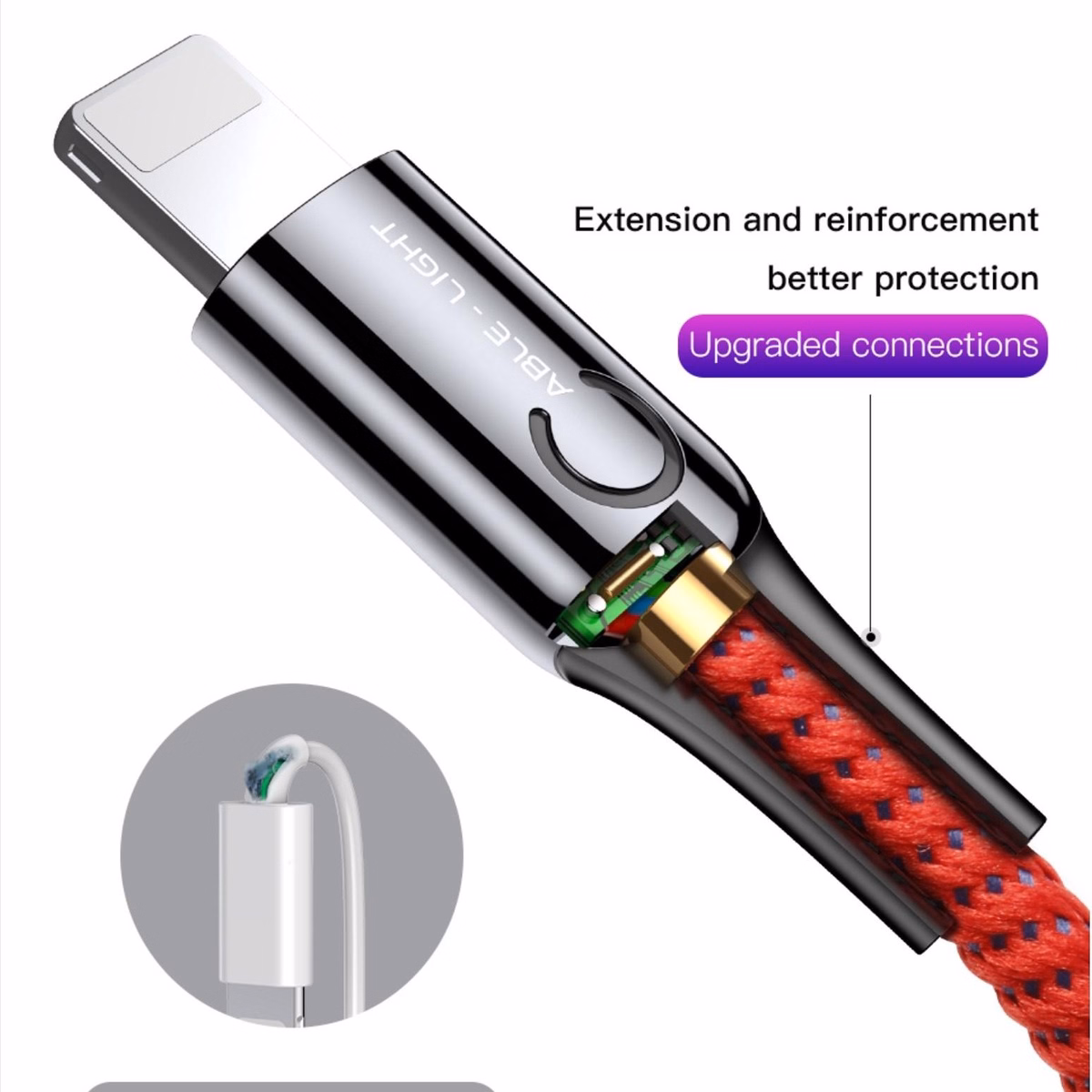Cáp Sạc Lightining - Type C- Micro - Chính Hãng Baseus - Tự Ngắt Khi Đầy Pin - Dây Dù Siêu Bền - Sea Shop - Ảnh 5