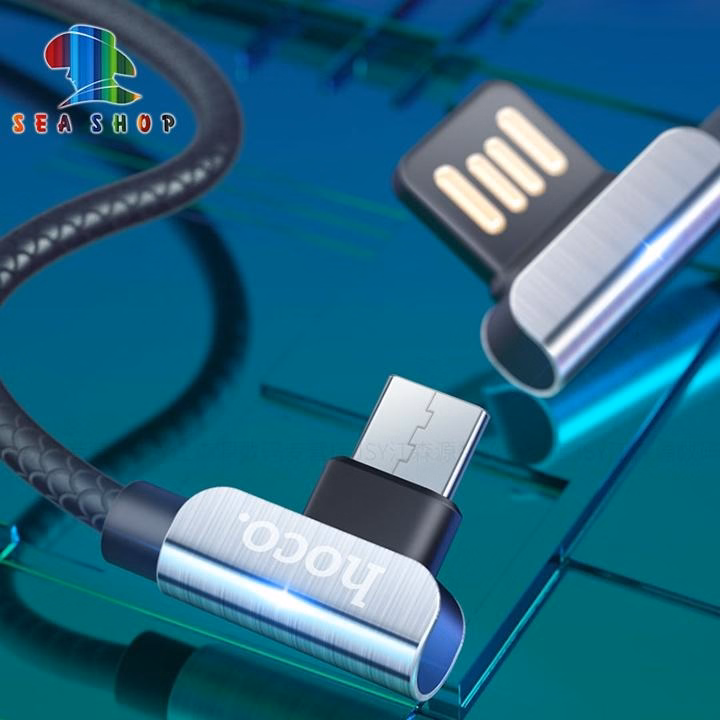 Cáp Sạc Micro-Usb -Chính Hãng Hoco - Dây Chất Lượng Cao - Sạc Nhanh - Góc Cắm 90 Độ Linh Hoạt-Seashop