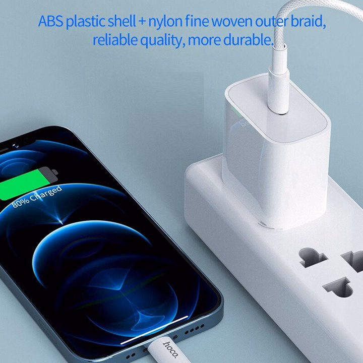 Cáp Sạc Typec To Lightning - Chính Hãng Hoco - Dành Cho Iphone, Ipad - Bọc Dù Siêu Bền - Tích Hợp Sạc Nhanh-Seashop - Ảnh 4