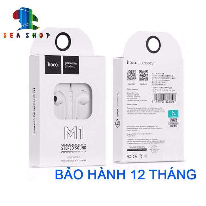 Tai Nghe M1-Chính Hãng Hoco - Chân Cắm 3.5Mm - Cho Iphone 5, 6, 6 Plus, Ipad... -Seachop - Ảnh 5