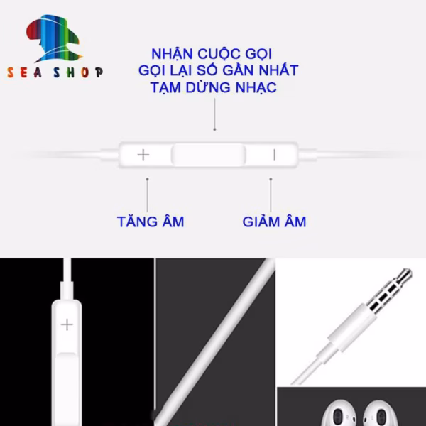 Tai Nghe M1-Chính Hãng Hoco - Chân Cắm 3.5Mm - Cho Iphone 5, 6, 6 Plus, Ipad... -Seachop - Ảnh 2