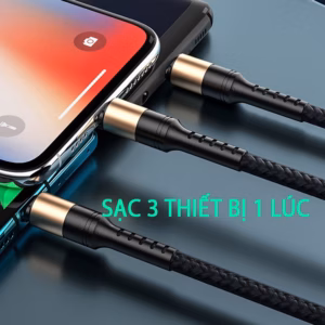 Cáp Sạc 3 In1 Đa Năng - Chính Hãng Hoco - Cho Smartphone, Tablet - Tích Hợp Công Nghệ Sạc Nhanh - Seashop