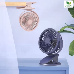 Quạt Kẹp Bàn, Đặt Trên Bàn Tích Điện Xoay 720 Độ - Sương Mai