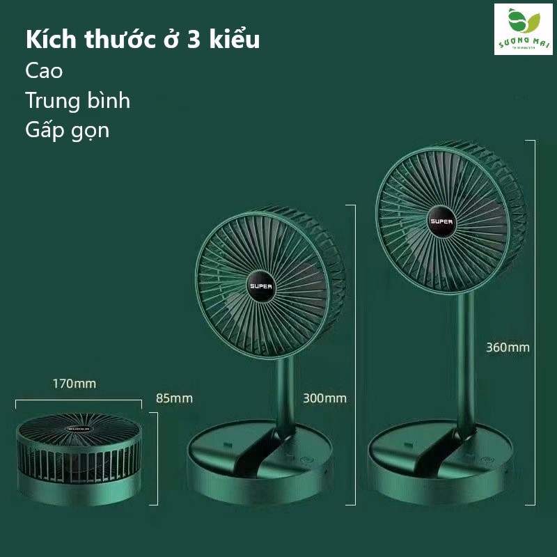 Quạt Mini Sạc Usb Gấp Gọn Và Điều Chỉnh Độ Cao Tiện Lợi - Sương Mai - Ảnh 2