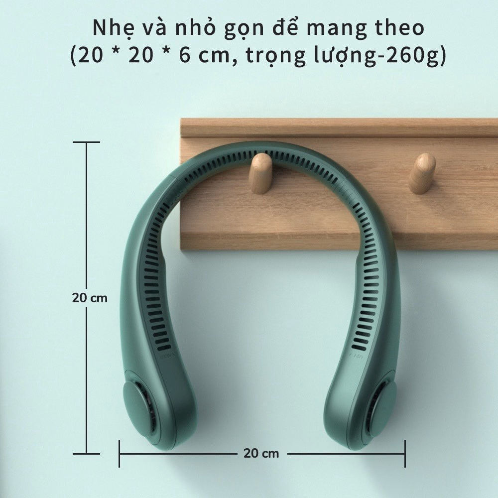 Quạt Đeo Cổ Usb Mini Tích Điện Không Cánh Tiện Lợi, Thời Trang, Dáng Thể Thao - Sương Mai - Ảnh 5