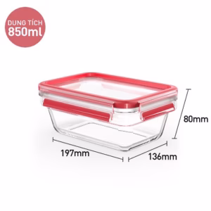 Hộp Thủy Tinh Vuông Tefal Masterseal Glass850Ml Màu Đỏ N1040812 - Sht House