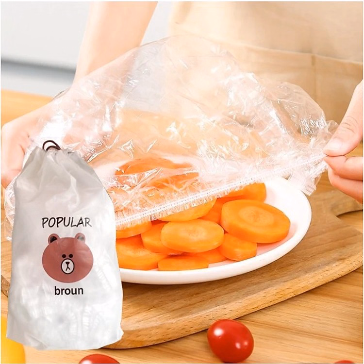 Set 100 Màng Bọc Thực Phẩm Có Chun Co Giãn Kèm Túi Gấu Tiện Dụng Ctb135 - Bechip - Ảnh 5