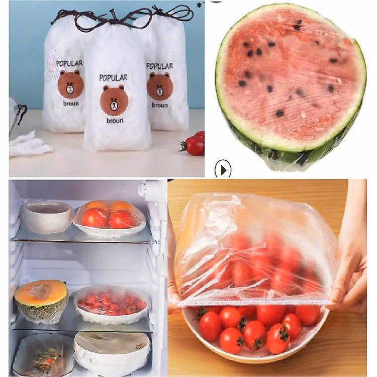 Set 100 Màng Bọc Thực Phẩm Có Chun Co Giãn Kèm Túi Gấu Tiện Dụng Ctb135 - Bechip - Ảnh 4