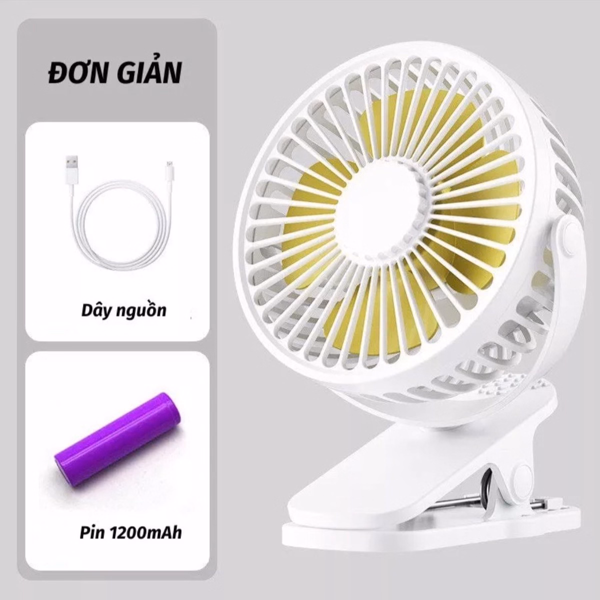 Quạt Kẹp Bàn, Đặt Trên Bàn - Tích Điện Xoay 720 Độ - Sương Mai - Ảnh 12