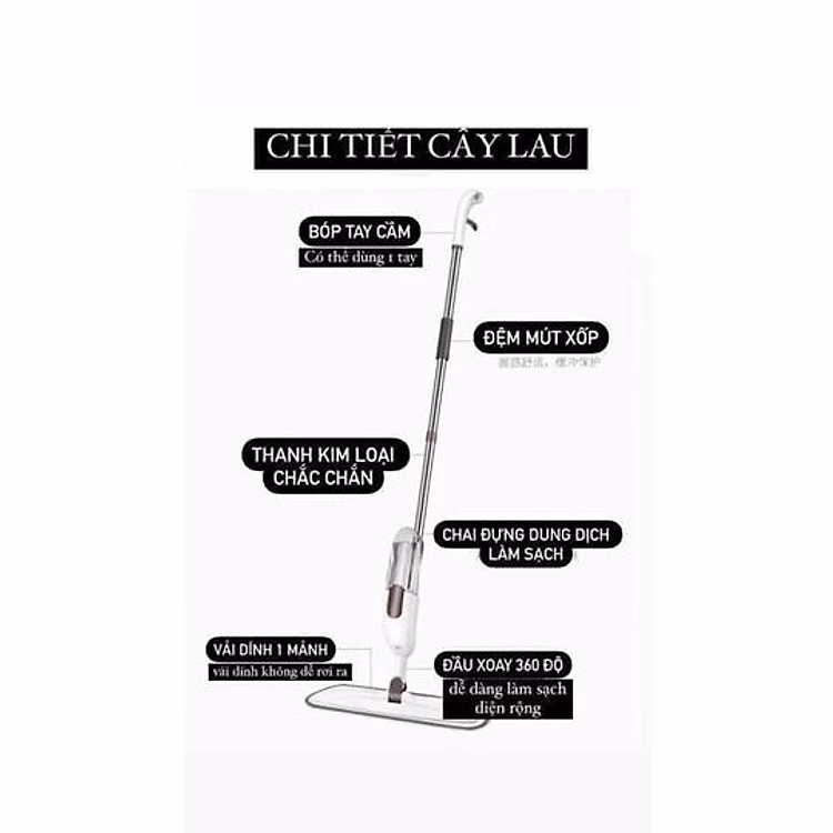Cây Lau Nhà Phun Sương 2 Trong 1, Đầu Xoay 360 Độ Ctb141 - Bechip - Ảnh 10