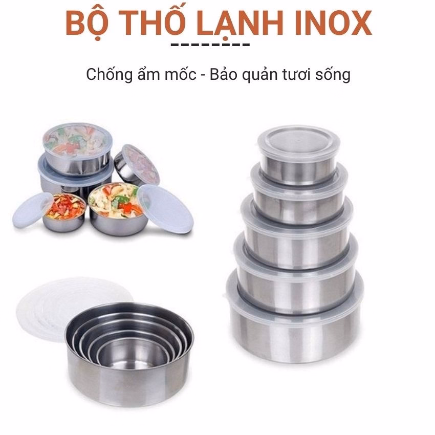 Bộ 5 Thố Inox Có Nắp Đậy - Su - Ảnh 4